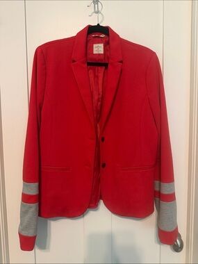 GAP The Academy Blazer Red Women's Blazer Jacket with Gray Stripe Sleeves